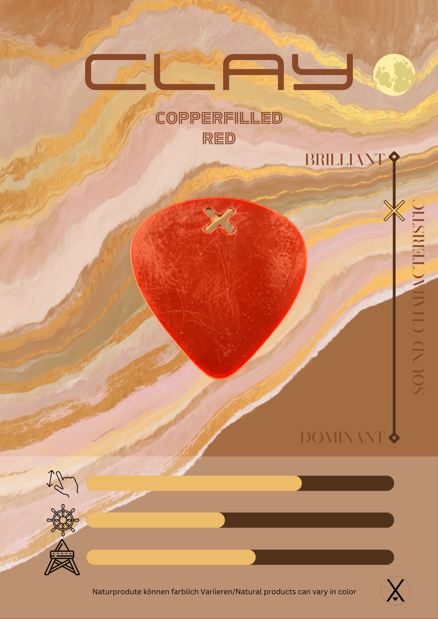 Clay Plektrum Copperfilled Red