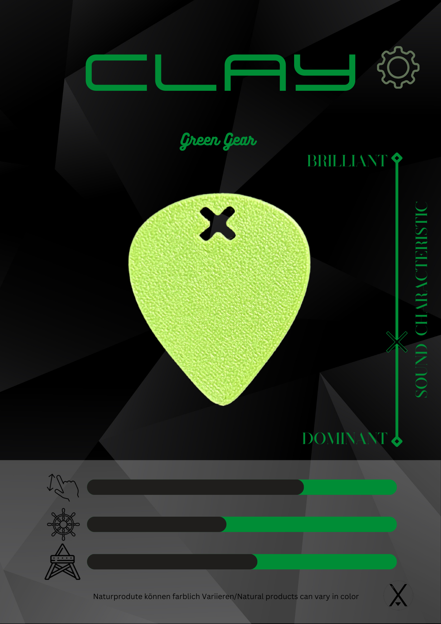 Clay Plektrum Green Gear