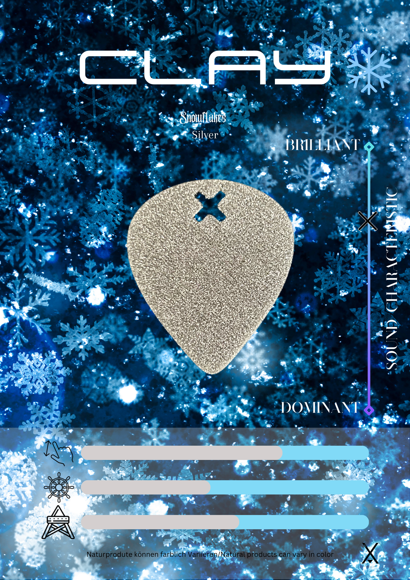 Clay Plektrum Snowflakes Silver