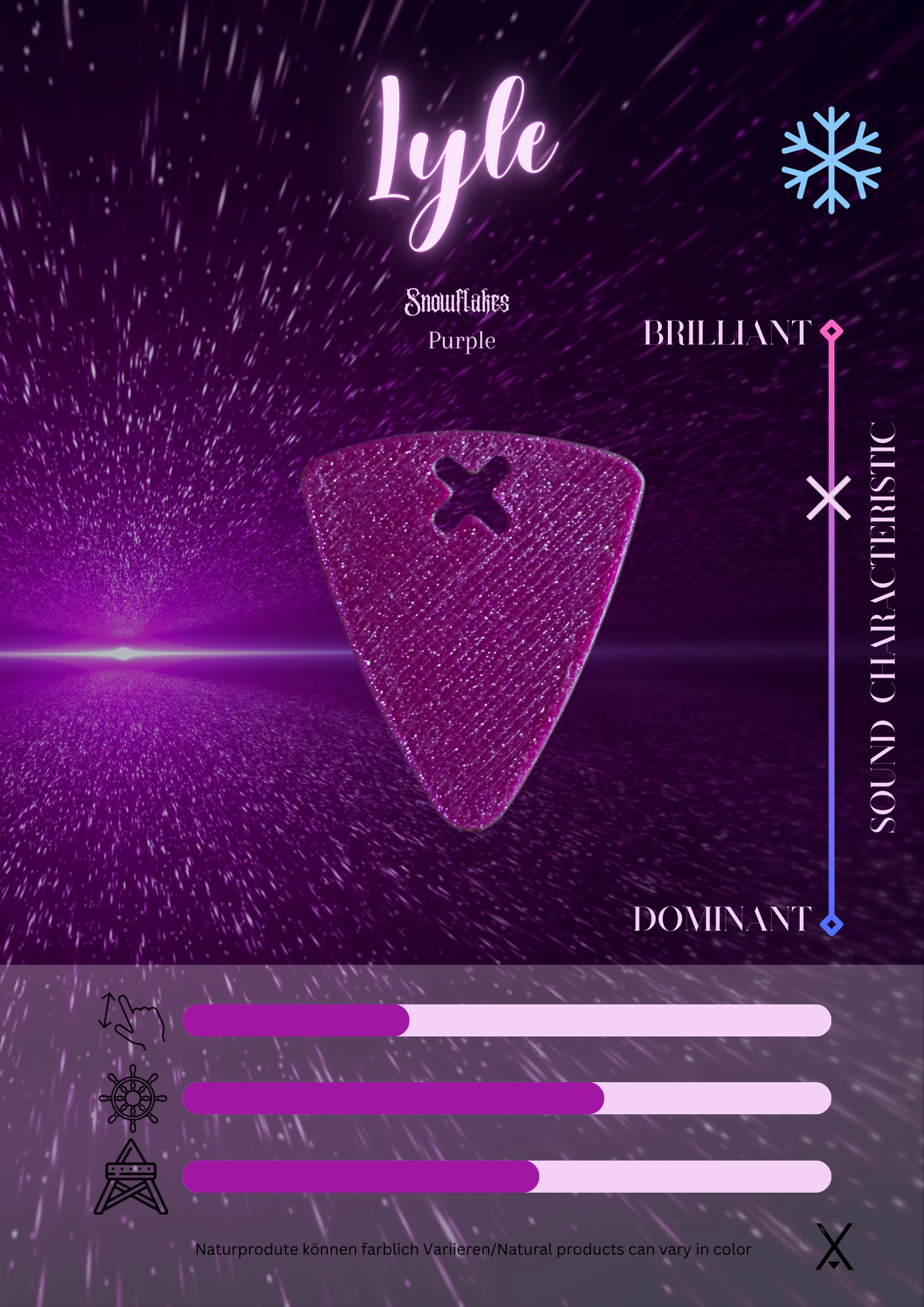 Lyle Snowflakes Purple Plektrum